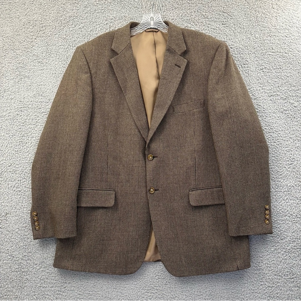 Saddlebred 100% Lambswool Blazer Sport‎ Coat Jacket Houndstooth Academia Men 44R